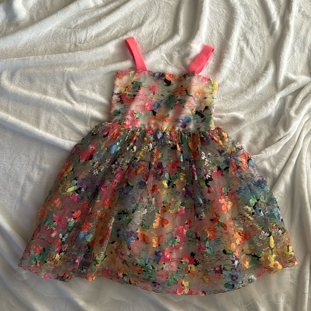 Floral lace multi color girls dress
